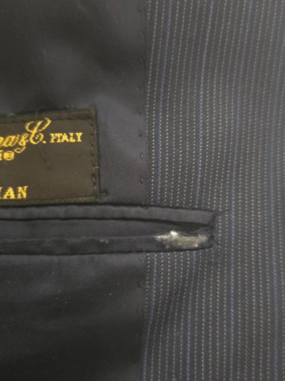 Hickey Freeman LORO PIANA Tasmanian Super 130 Worsted Wool Suit Jacket Blue 43R*